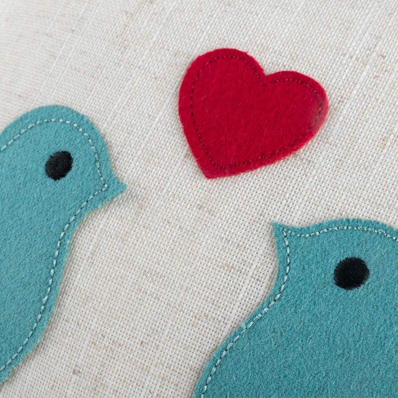 JWH Love Birds Throw Pillow Covers Decorative Embroidered Red Heart Accent Pillow Cases Valentine's Day Gift Pillowcase Lumbar Cushion for Couch Bed Living Room 12x18 Inch Beige Teal Blue - Image 4